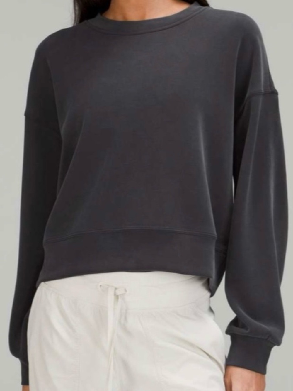 Lululemon Perfectly Oversized Cropped Sweatshirt Charcoal Grey Size 12